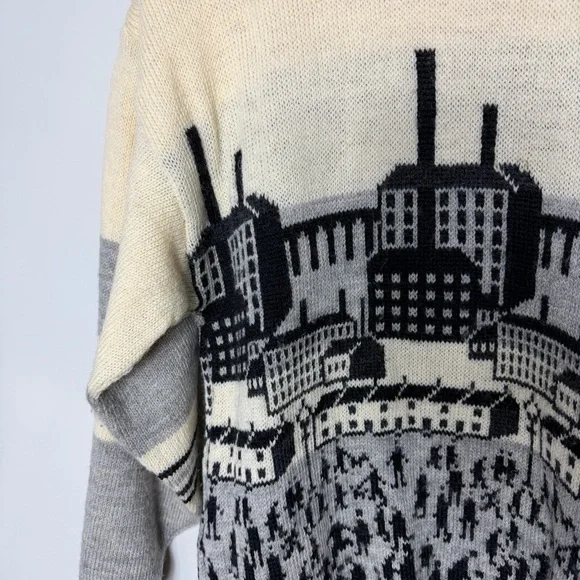 Vintage Westmorland Knit 100% Wool Sweater City Neutrals Crewneck Size Large *O - Picture 6 of 14